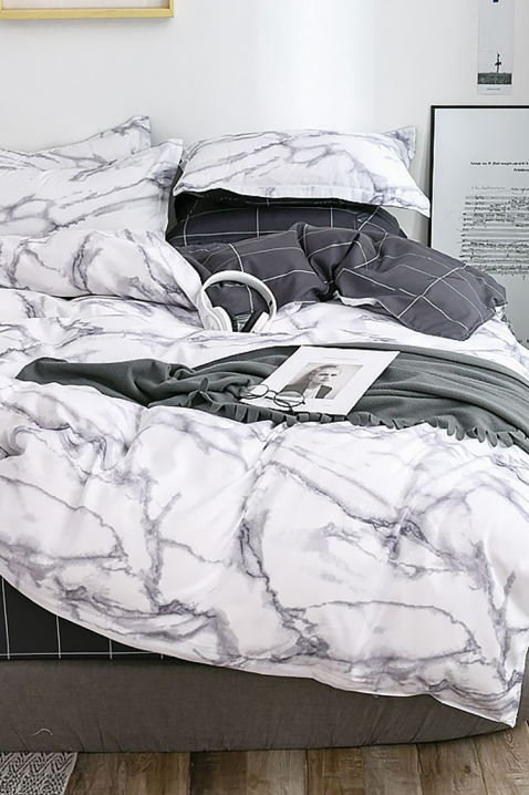 Lenjerie de pat ANARELFA 160x200 cm bumbac 4 piese, Culoare: gri, IVET.RO - Reduceri de până la -80%