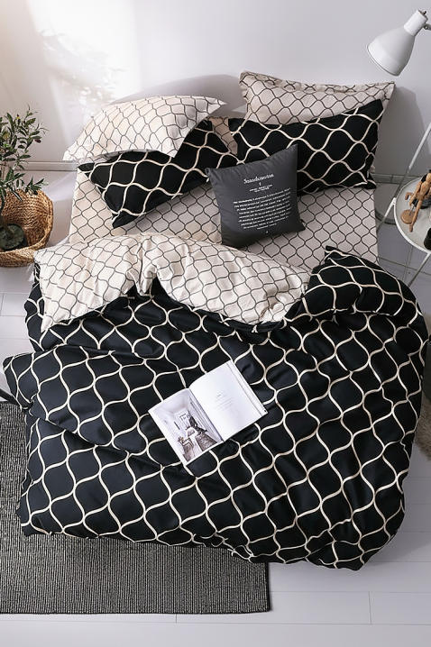 Lenjerie de pat MIOXEJA 160x200 cm bumbac 4 piese, Culoare: negru, IVET.RO - Reduceri de până la -80%