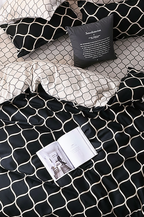 Lenjerie de pat MIOXEJA 160x200 cm bumbac 4 piese, Culoare: negru, IVET.RO - Reduceri de până la -80%