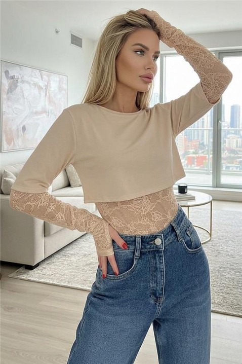 Body - bluză CHRAVELDA BEIGE, Culoare: bej, IVET.RO - Reduceri de până la -80%