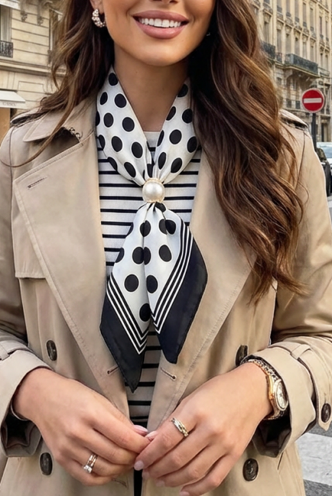 Eșarfă FOLINZA, Culoare: negru și alb, IVET.RO - Reduceri de până la -80%