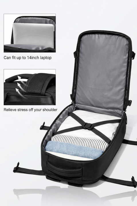 Rucsac calatorie pentru bagaje de mana Ryanair ROLNEZA BLACK, Culoare: negru, IVET.RO - Reduceri de până la -80%