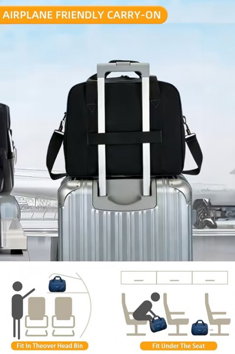 Geantă de calatorie pentru bagaje de mana WINDINZA BLACK - pentru Ryanair/Wizz Аir, Culoare: negru, IVET.RO - Reduceri de până la -80%