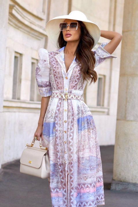Rochie de vară pentru femei în stil boho, cu mâneci bufante CLIMENTINA, Culoare: multicolor, IVET.RO - Reduceri de până la -80%