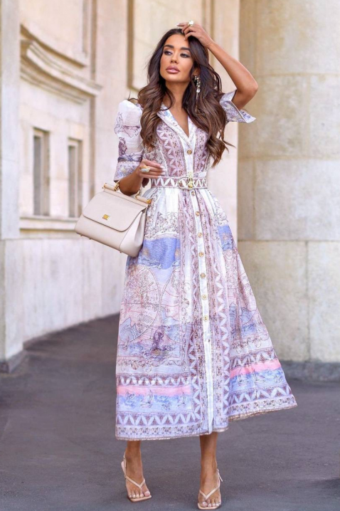 Rochie de vară pentru femei în stil boho, cu mâneci bufante CLIMENTINA, Culoare: multicolor, IVET.RO - Reduceri de până la -80%