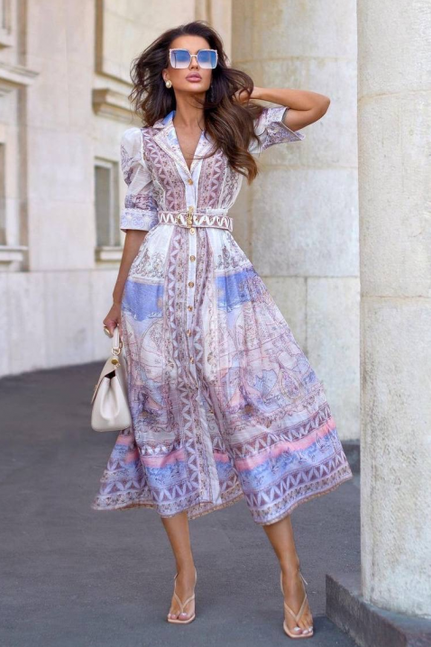 Rochie de vară pentru femei în stil boho, cu mâneci bufante CLIMENTINA, Culoare: multicolor, IVET.RO - Reduceri de până la -80%