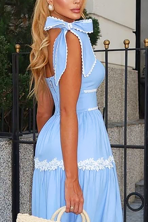 Rochie lungă cu croială elegantă și elemente florale KASIRELA, Culoare: albastru, IVET.RO - Reduceri de până la -80%