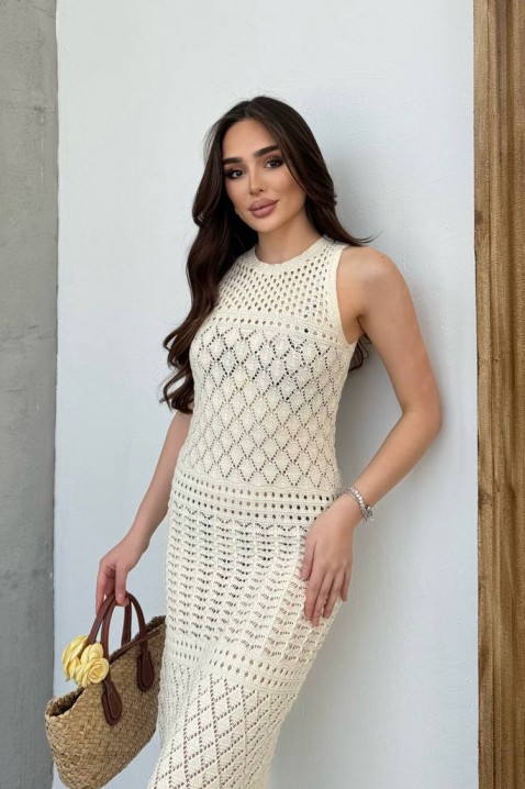 Rochie de plajă tricotată, fără mâneci SOLMIRA ECRU, Culoare: ecru, IVET.RO - Reduceri de până la -80%
