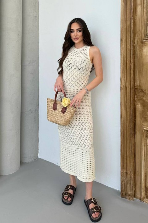 Rochie de plajă tricotată, fără mâneci SOLMIRA ECRU, Culoare: ecru, IVET.RO - Reduceri de până la -80%