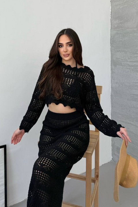 Set seducător din două piese, din tricot VIKTORIA BLACK, Culoare: negru, IVET.RO - Reduceri de până la -80%