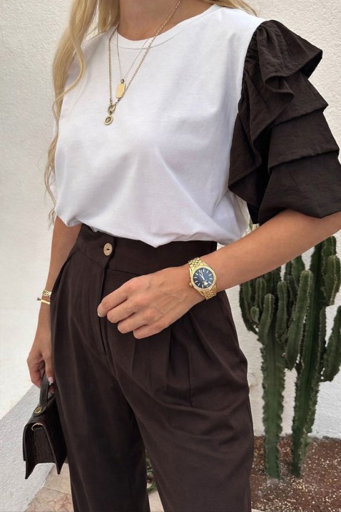 Set modern pentru vita de de zi cu zi, cu mâneci spectaculoase HIRDONA BROWN, Culoare: maro, IVET.RO - Reduceri de până la -80%