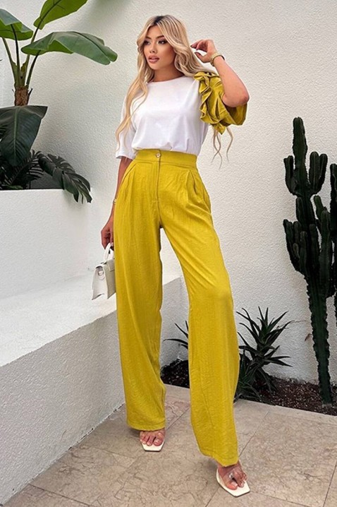 Set modern pentru vita de de zi cu zi, cu mâneci spectaculoase HIRDONA MUSTARD, Culoare: muștar, IVET.RO - Reduceri de până la -80%