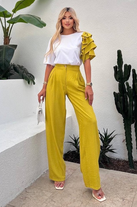 Set modern pentru vita de de zi cu zi, cu mâneci spectaculoase HIRDONA MUSTARD, Culoare: muștar, IVET.RO - Reduceri de până la -80%