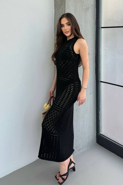 Rochie de plajă tricotată, fără mâneci SOLMIRA BLACK, Culoare: negru, IVET.RO - Reduceri de până la -80%