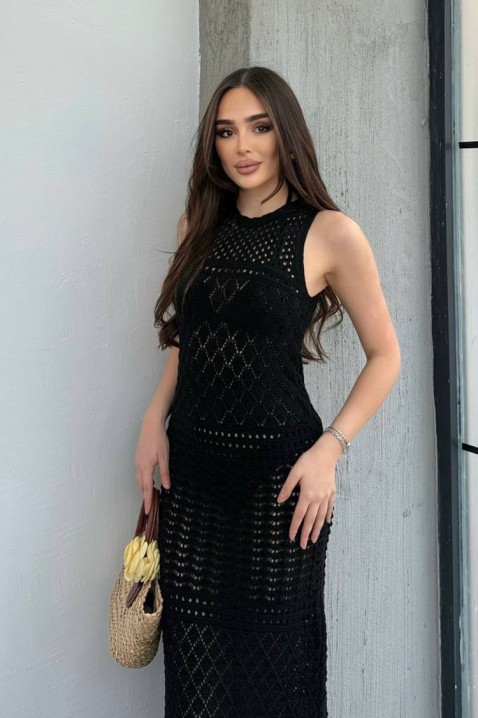 Rochie de plajă tricotată, fără mâneci SOLMIRA BLACK, Culoare: negru, IVET.RO - Reduceri de până la -80%