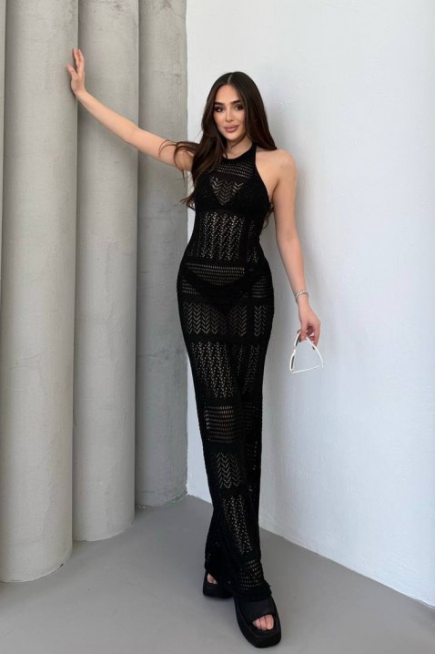 Rochie lungă de plajă din tricot, cu spatele decupat, KLEOPATRA BLACK, Culoare: negru, IVET.RO - Reduceri de până la -80%