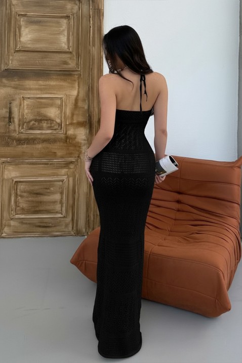 Rochie lungă de plajă din tricot, cu spatele decupat, KLEOPATRA BLACK, Culoare: negru, IVET.RO - Reduceri de până la -80%