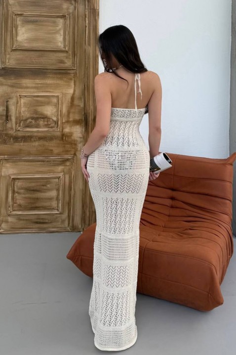 Rochie lungă de plajă din tricot, cu spatele decupat, KLEOPATRA ECRU, Culoare: ecru, IVET.RO - Reduceri de până la -80%