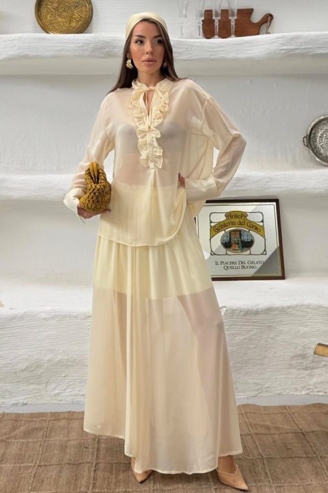 Set de dama din două piese, lejer și delicat, pentru viata de zi cu zi MERLINA YELLOW, Culoare: galben, IVET.RO - Reduceri de până la -80%