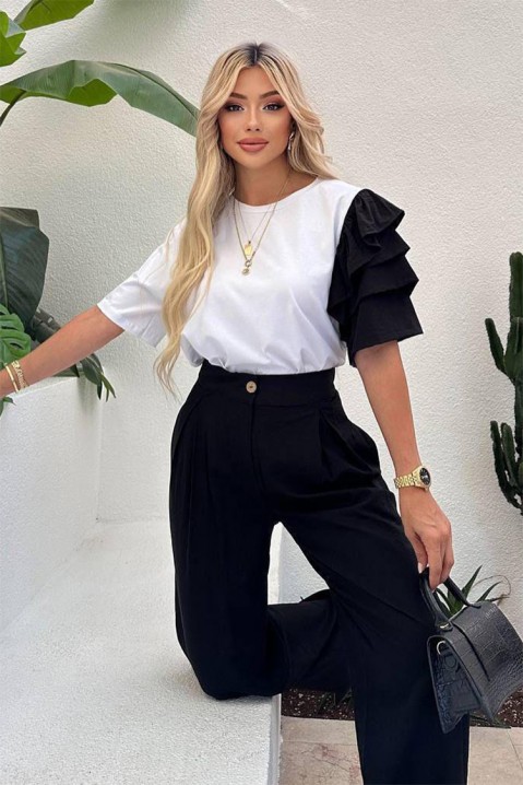 Set modern pentru vita de de zi cu zi, cu mâneci spectaculoase HIRDONA BLACK, Culoare: negru, IVET.RO - Reduceri de până la -80%