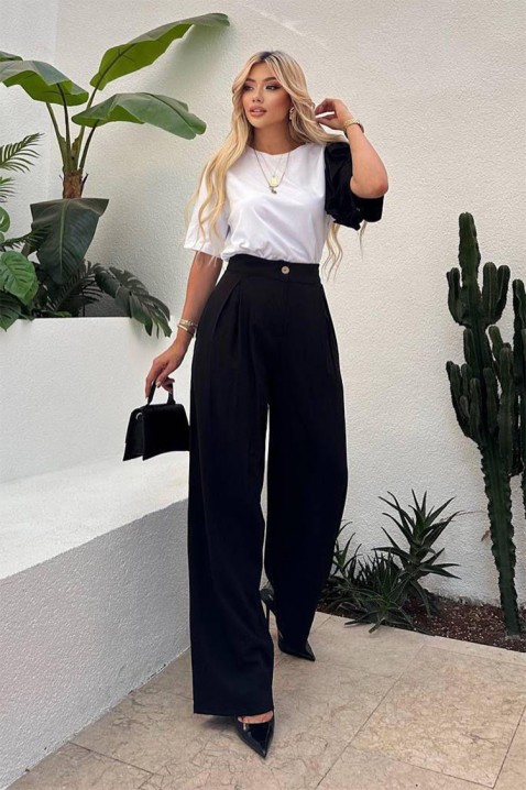 Set modern pentru vita de de zi cu zi, cu mâneci spectaculoase HIRDONA BLACK, Culoare: negru, IVET.RO - Reduceri de până la -80%