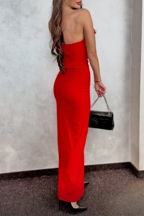 Rochie lungă și elegantă, cu o fantă înaltă și spatele gol FAROLMA RED, Culoare: roșu, IVET.RO - Reduceri de până la -80%