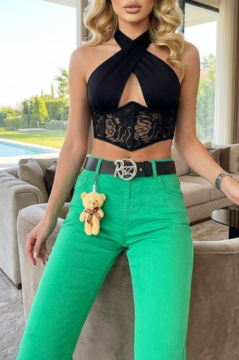 Blugi lungi de dama, cu talie înaltă și într-o nuanță la modă în acest sezon CALZARA, Culoare: verde, IVET.RO - Reduceri de până la -80%