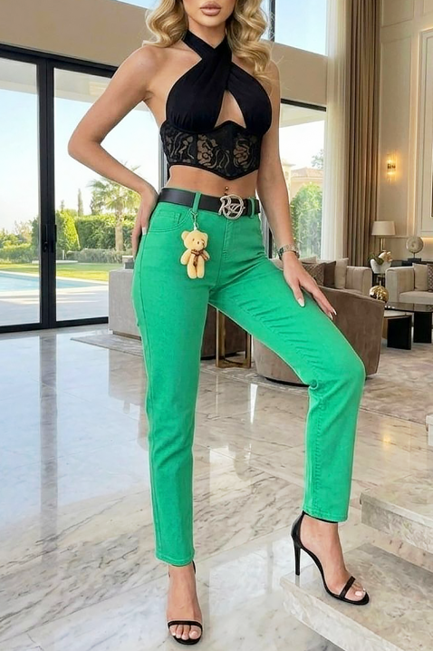 Blugi lungi de dama, cu talie înaltă și într-o nuanță la modă în acest sezon CALZARA, Culoare: verde, IVET.RO - Reduceri de până la -80%