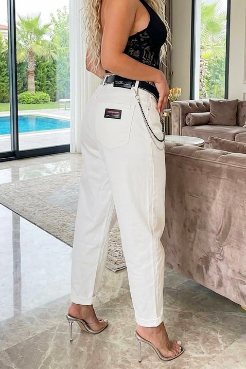 Blugi de dama, de culoare deschisă și cu talie înaltă MELZARA, Culoare: ecru, IVET.RO - Reduceri de până la -80%