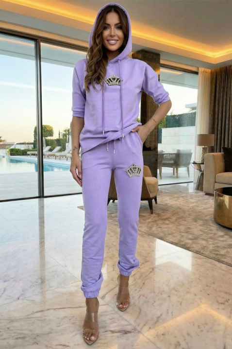 Set sport de dama din două piese cu decorațiuni cu pietre CALYRA PURPLE, Culoare: lila, IVET.RO - Reduceri de până la -80%