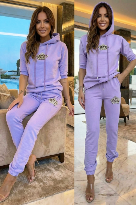 Set sport de dama din două piese cu decorațiuni cu pietre CALYRA PURPLE, Culoare: lila, IVET.RO - Reduceri de până la -80%