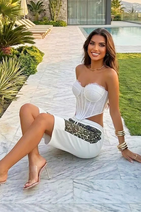 Pantaloni scurți de damă cu animal print SIREVA WHITE, Culoare: alb, IVET.RO - Reduceri de până la -80%