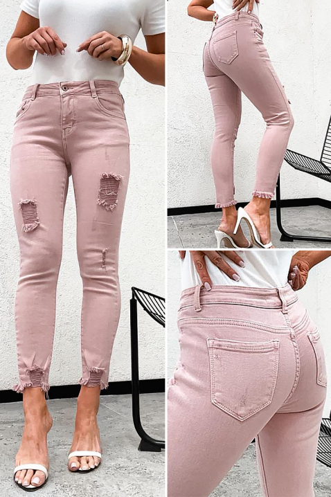 Blugi lungi de damă cu talie medie și detalii rupte NANETA, Culoare: denim, IVET.RO - Reduceri de până la -80%