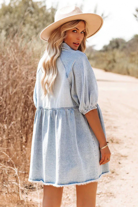 Rochie scurtă de vară din denim, cu nasturi pe toată lungimea OLBIA, Culoare: denim, IVET.RO - Reduceri de până la -80%