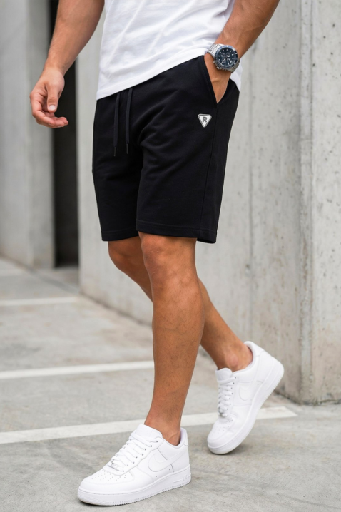 Pantaloni scurți negri pentru bărbăti cu elastic ROVENZO, Culoare: negru, IVET.RO - Reduceri de până la -80%