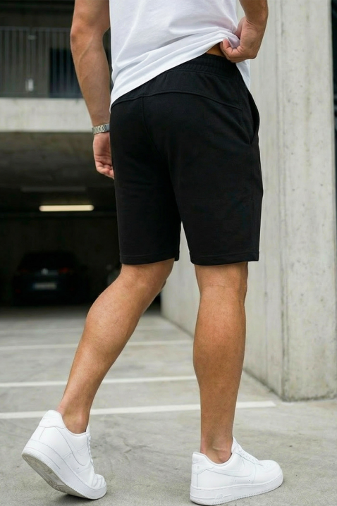 Pantaloni scurți negri pentru bărbăti cu elastic ROVENZO, Culoare: negru, IVET.RO - Reduceri de până la -80%