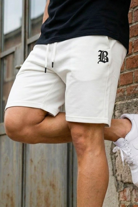 Pantaloni scurți de bărbați, de culoare deschisă, cu logo și elastic KELVITO, Culoare: ecru, IVET.RO - Reduceri de până la -80%