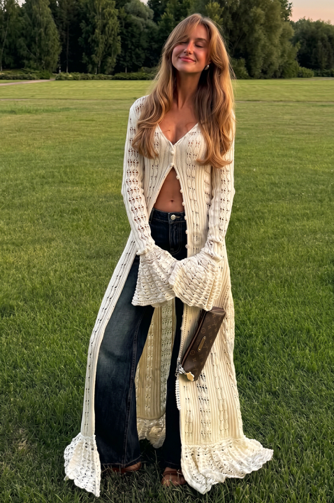 Cardigan tricotat multifuncțional cu o linie eterică FENERITA, Culoare: bej, IVET.RO - Reduceri de până la -80%