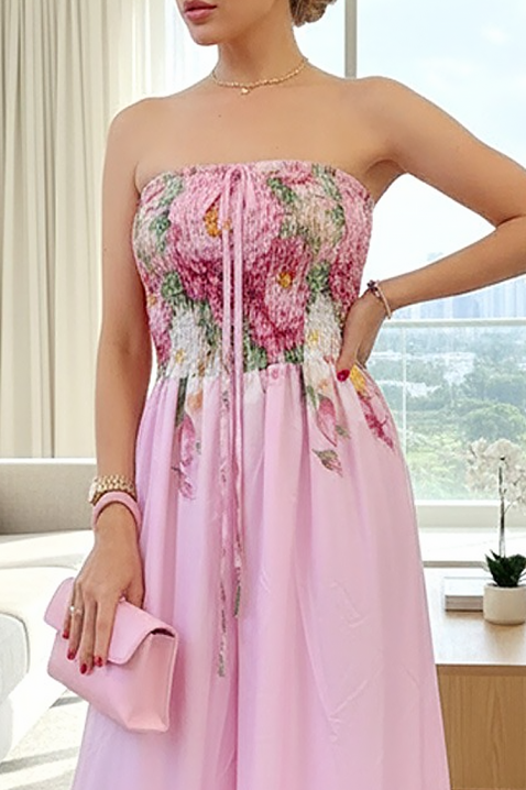 Rochie lungă de damă cu model floral și bustieră LAREZA, Culoare: multicolor, IVET.RO - Reduceri de până la -80%