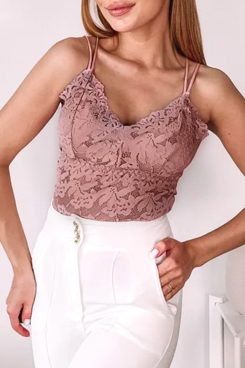 Top elegant din dantelă pentru femei, cu bretele subțiri și un spate spectaculos CALVESA PINKIVET.RO - Reduceri de până la -80%