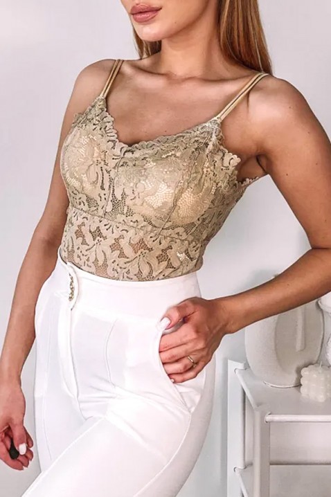 Top elegant din dantelă pentru femei, cu bretele subțiri și un spate spectaculos CALVESA BEIGEIVET.RO - Reduceri de până la -80%