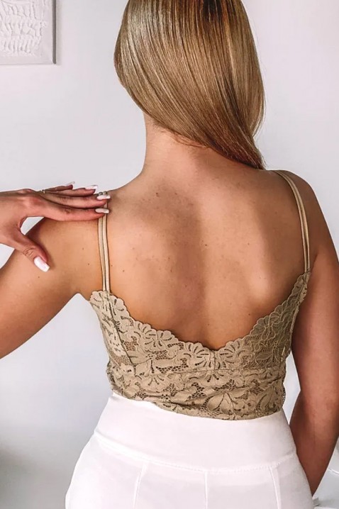 Top elegant din dantelă pentru femei, cu bretele subțiri și un spate spectaculos CALVESA BEIGEIVET.RO - Reduceri de până la -80%