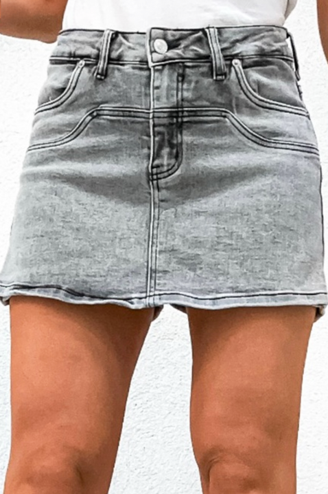 Fustă-pantaloni de damă, din denim de culoare gri la modă SIVALZA, Culoare: gri, IVET.RO - Reduceri de până la -80%