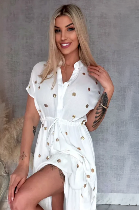 Rochie lungă cu detalii aurii DOTILA WHITE, Culoare: alb, IVET.RO - Reduceri de până la -80%