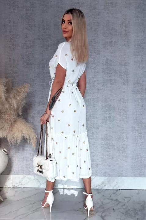 Rochie lungă cu detalii aurii DOTILA WHITE, Culoare: alb, IVET.RO - Reduceri de până la -80%