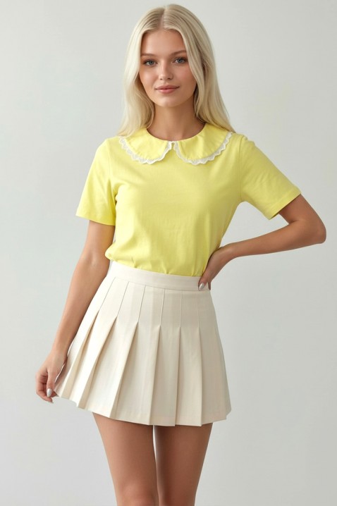Bluză de damă cu guler decorativ ZAREMORA YELLOW, Culoare: galben, IVET.RO - Reduceri de până la -80%