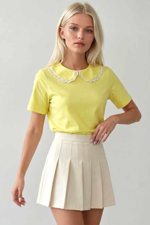 Bluză de damă cu guler decorativ ZAREMORA YELLOW, Culoare: galben, IVET.RO - Reduceri de până la -80%