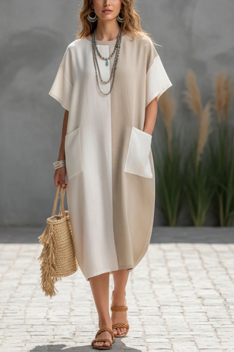 Rochie midi vaporoasă, în două culori, cu buzunare DARZINA, Culoare: bej, IVET.RO - Reduceri de până la -80%