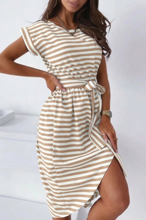 Rochie în dungi cu umerii goi SENIORITA BEIGE, Culoare: bej, IVET.RO - Reduceri de până la -80%