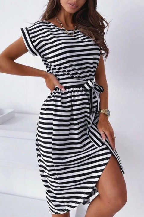 Rochie în dungi cu umerii goi SENIORITA BLACK, Culoare: negru, IVET.RO - Reduceri de până la -80%